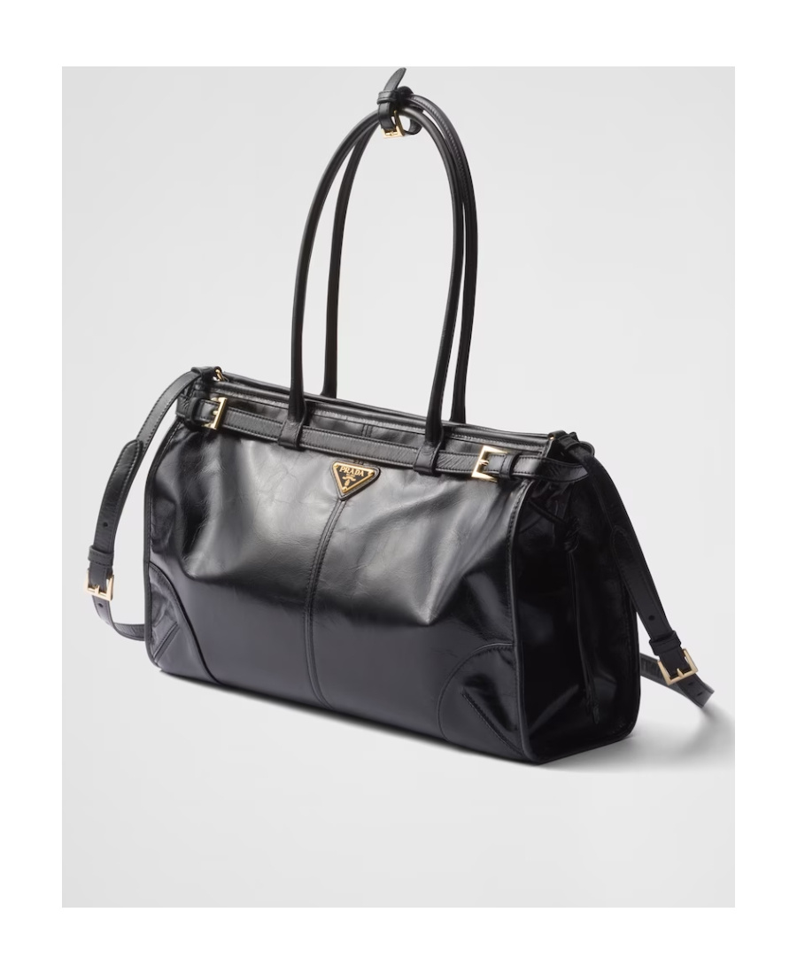 Prada Bonnie Extragrosse Handtasche Aus Leder In Black