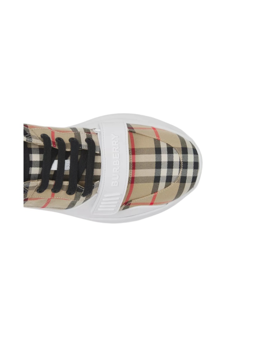 Burberry Vintage Check-pattern Touch-strap Sneakers In White