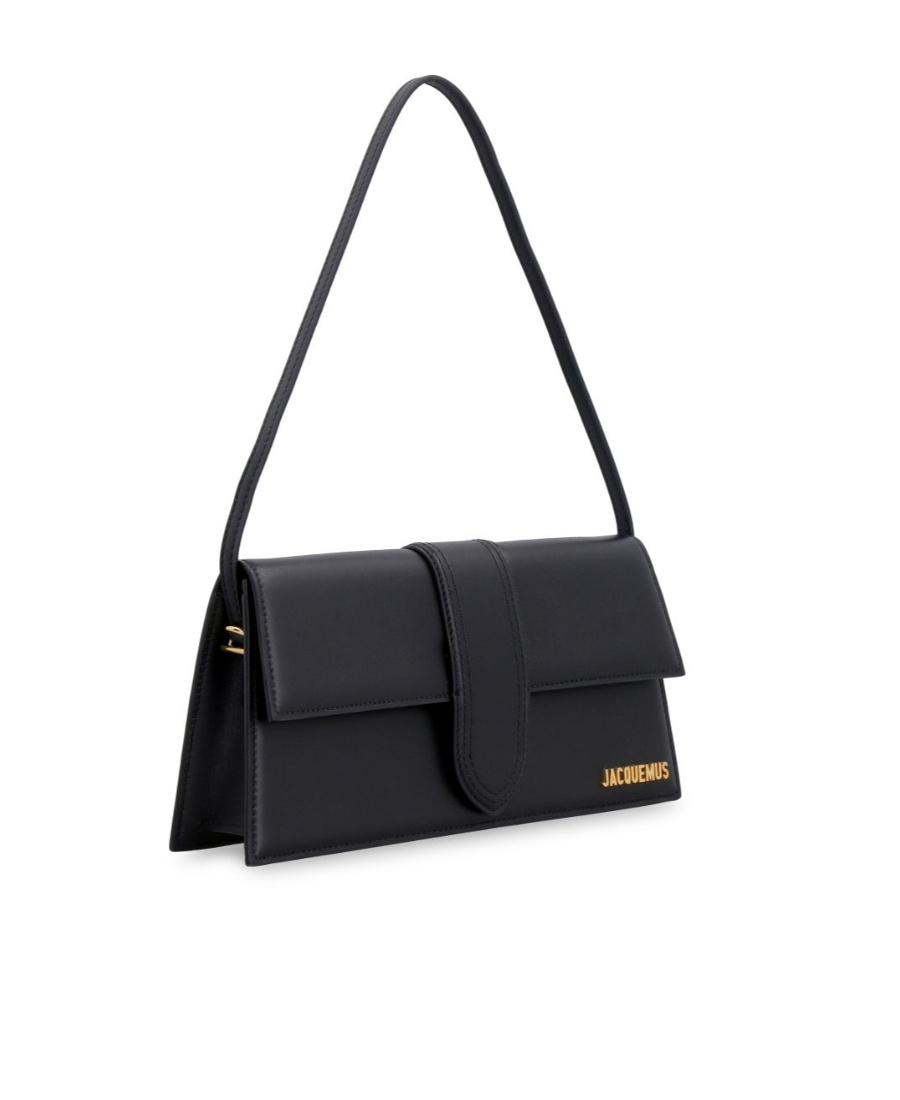 Jacquemus Le Bambino Long Leather Shoulder Bag In Black