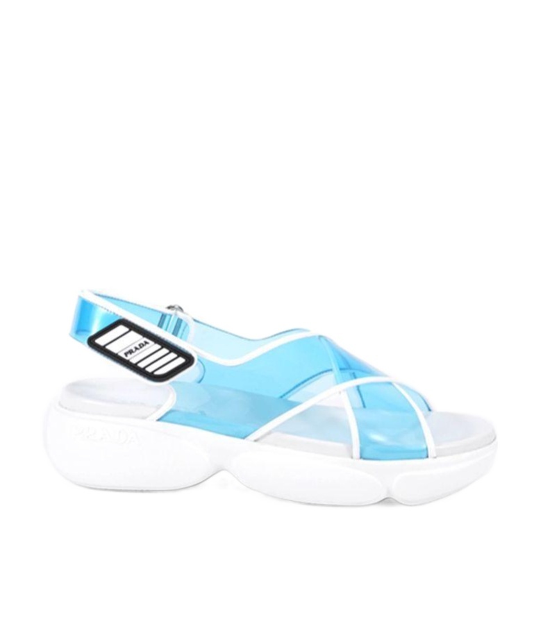 Prada Round-headed Flat Sandals In White