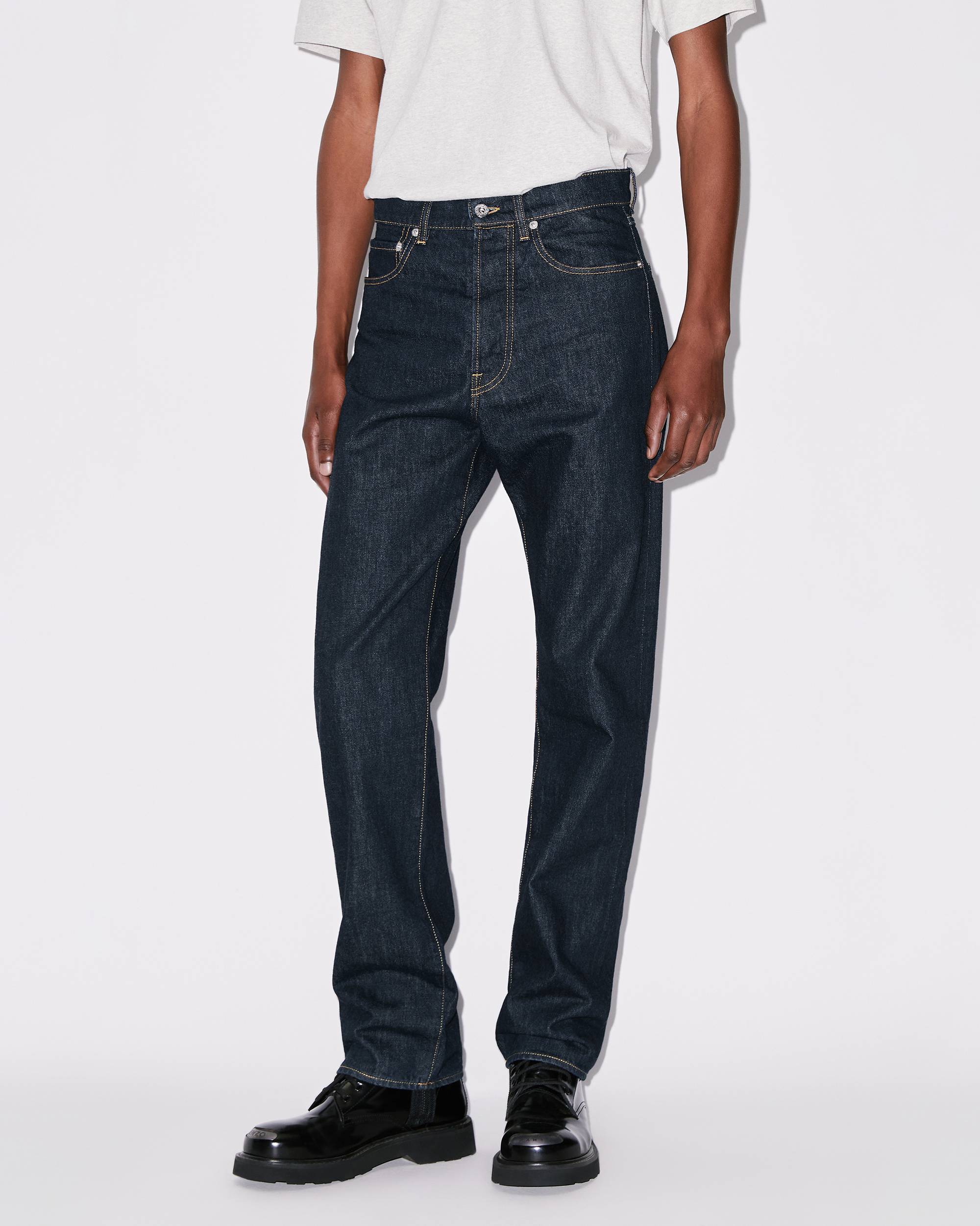 Kenzo Drawn Varsity Straight-leg Jeans In Black
