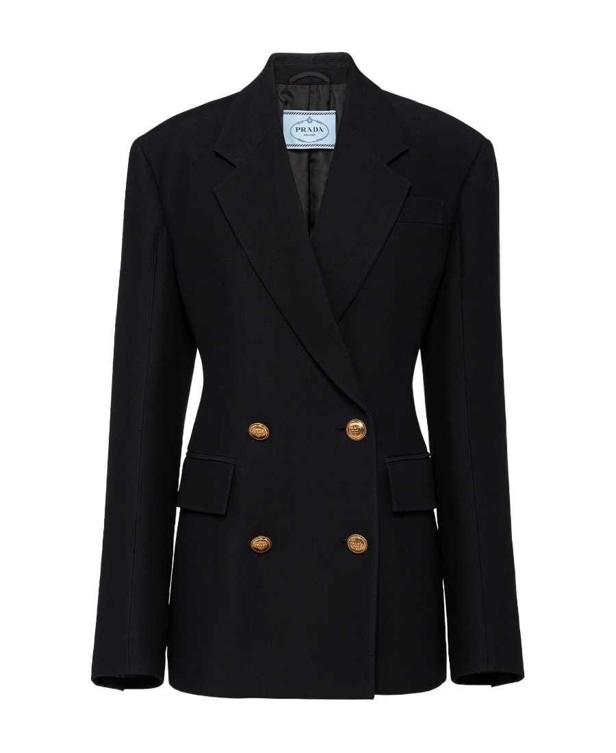 Prada Wool Double-breasted Suit Jacket In Black