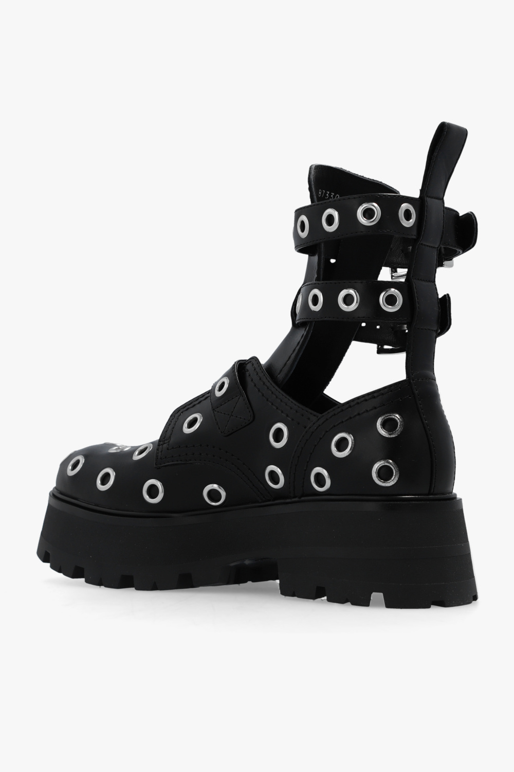 Alexander Mcqueen Silver Stud Embellished  Leather Boots In Black