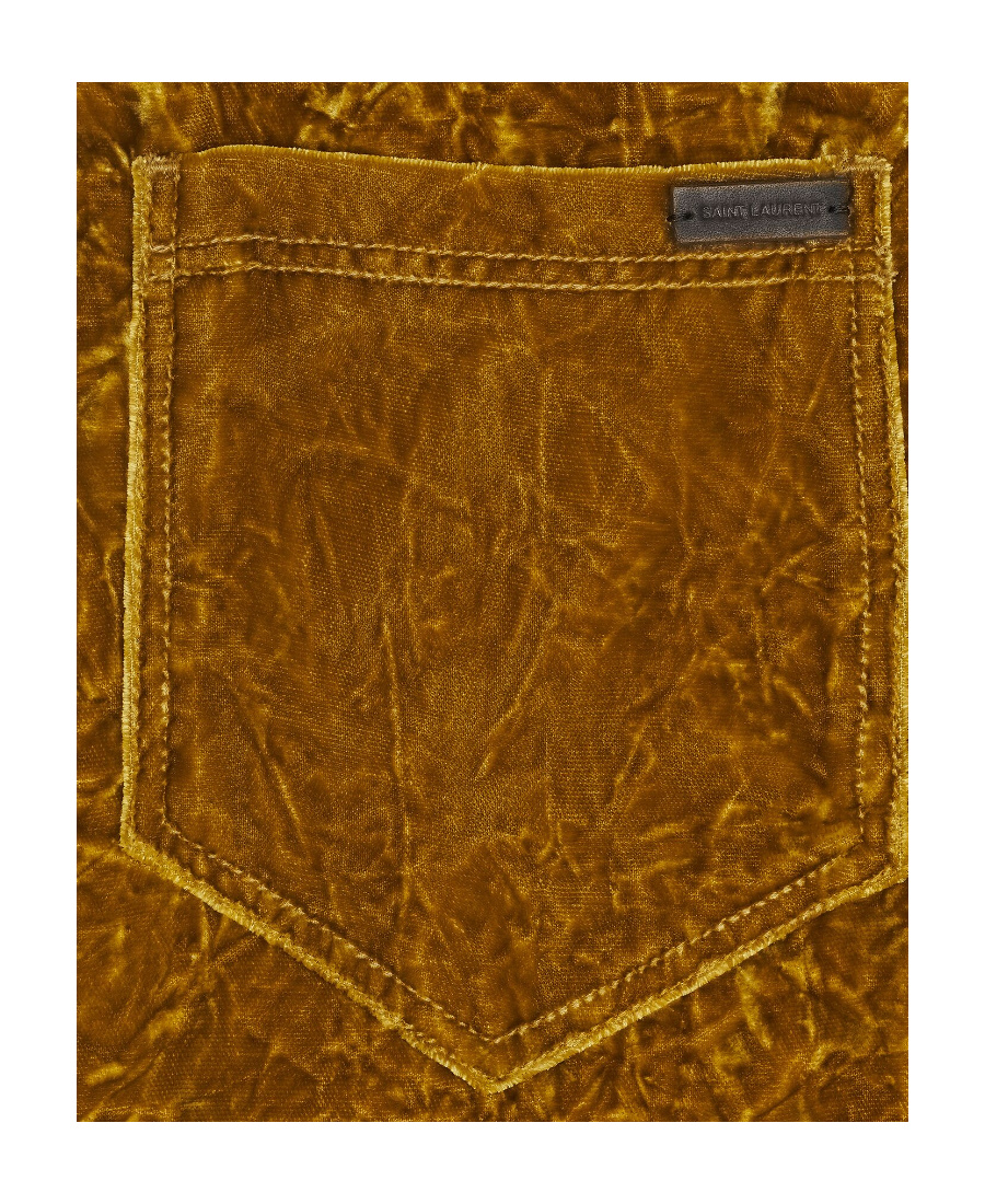 Saint Laurent Velvet Straight Leg Trousers In Brown