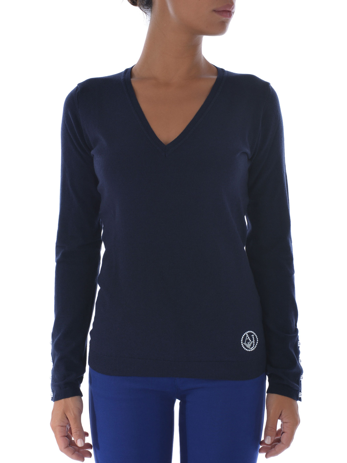 Armani Jeans V-neck Sweater In Black