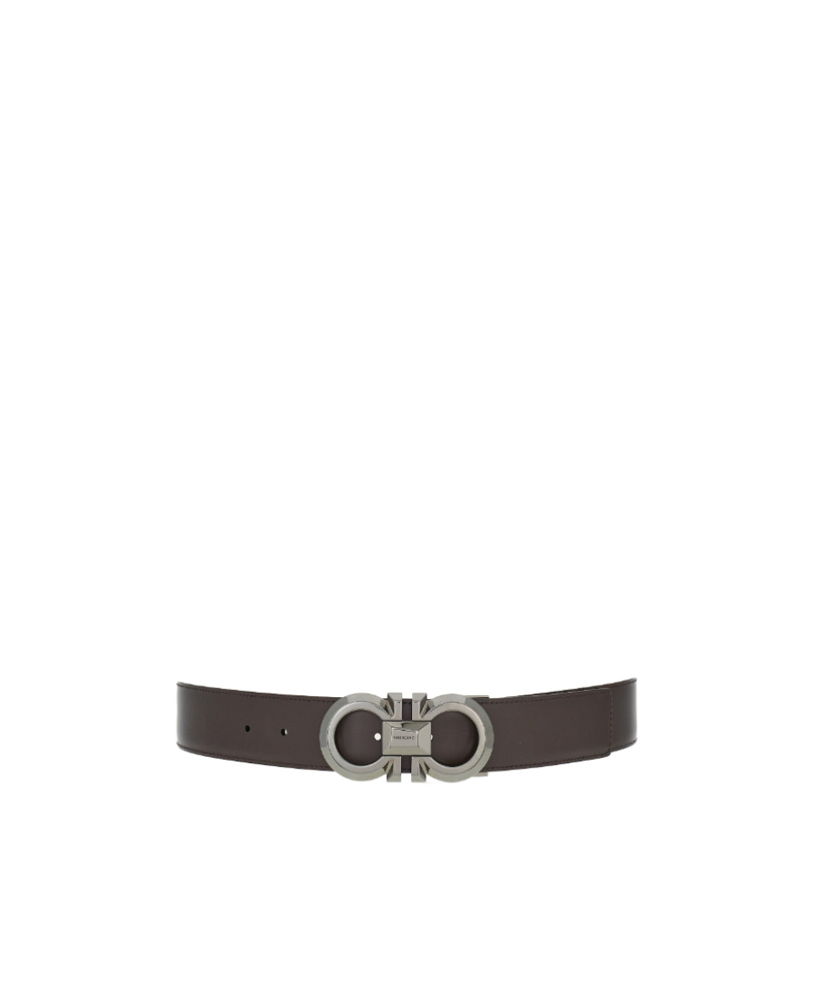 Ferragamo Reversible And Adjustable Gancini Belt In Black