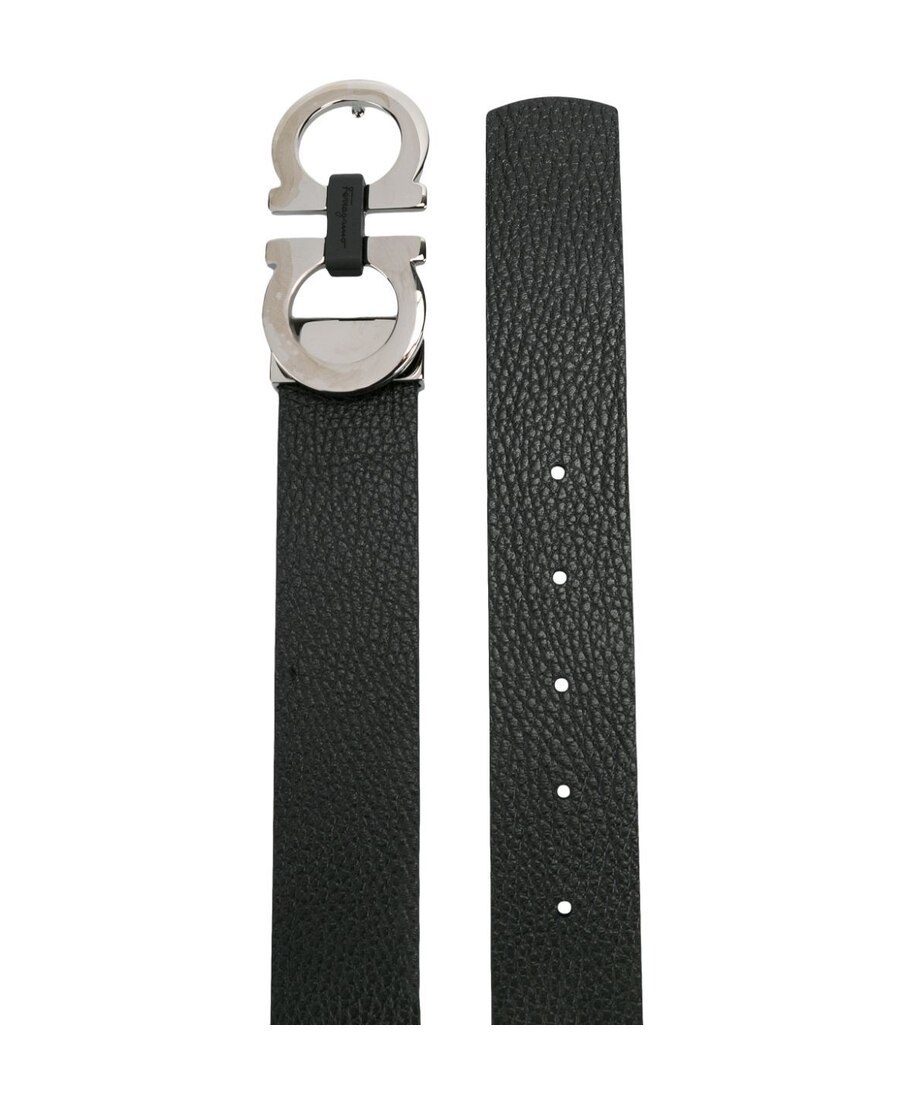 Ferragamo Gancini Buckle Belt In Black