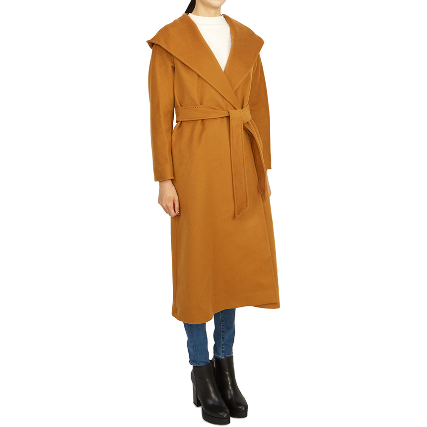 Max Mara Long-sleeved Lace-up Coat In Orange