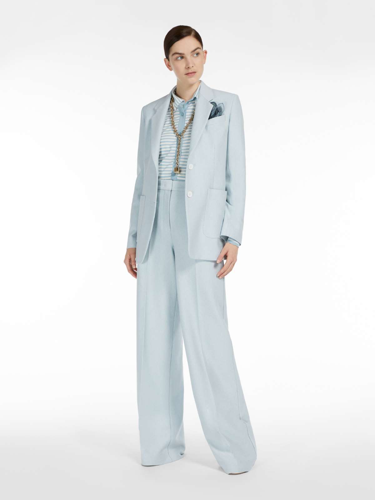 Max Mara Breasted Slim Suit Jacket In Blue
