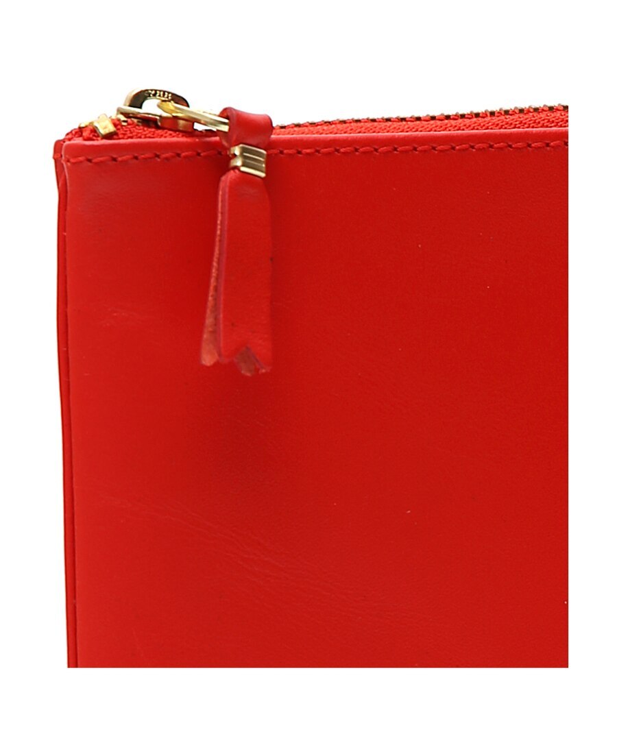 Comme Des Garçons Smooth Leather Pouch In Seven Words In Red
