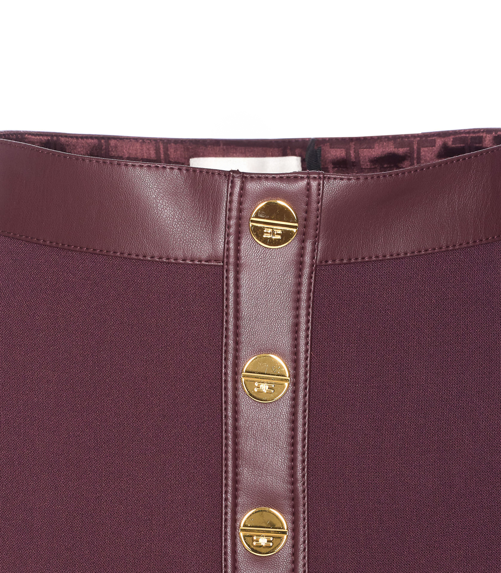 Elisabetta Franchi High Waist Skirt Logo Buttons In Burgundy