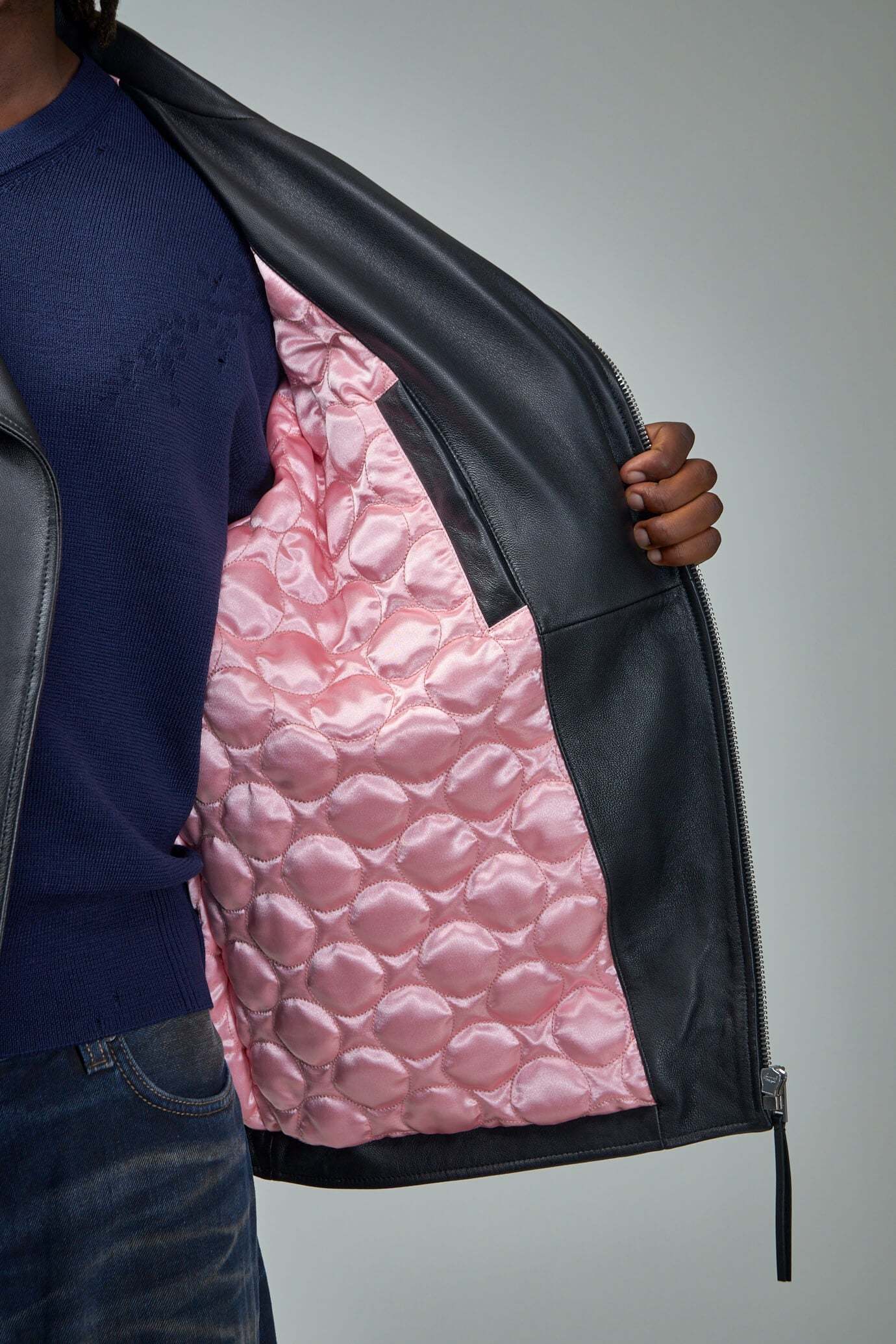 Acne Studios Long-sleeved Leather Jacket In Black