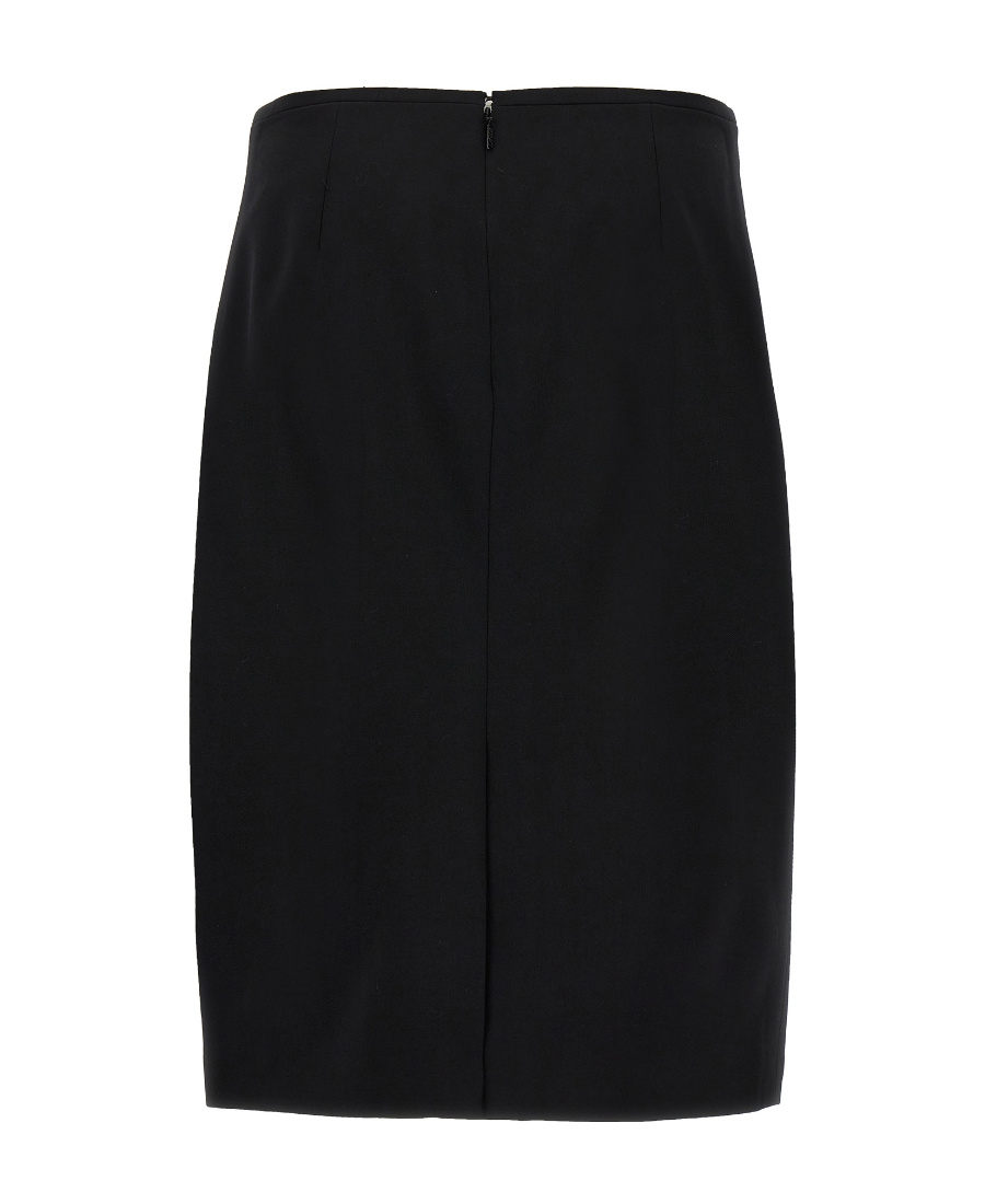 Shop Versace Medusa-plaque Stretch-wool Skirt In Black