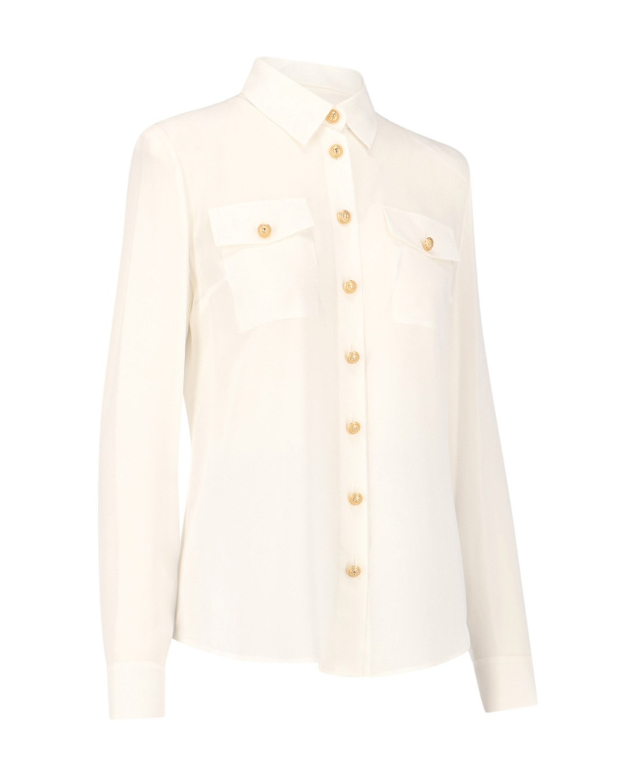 Balmain Silk Shirt With Padded Shoulders In White