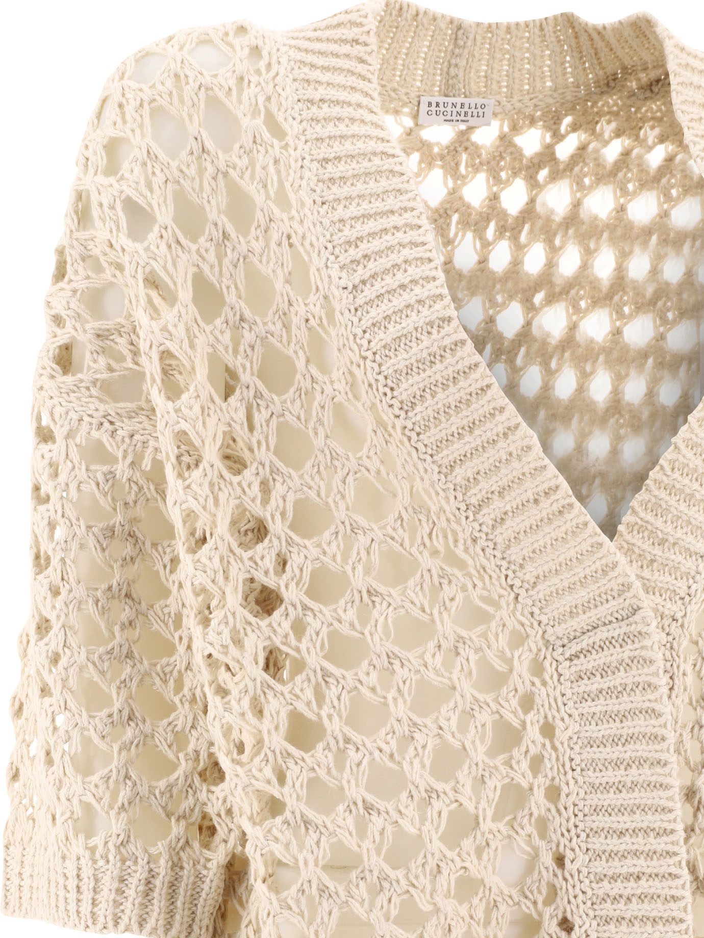 Brunello Cucinelli Women's Jute And Cotton Mesh Cardigan In Neutral