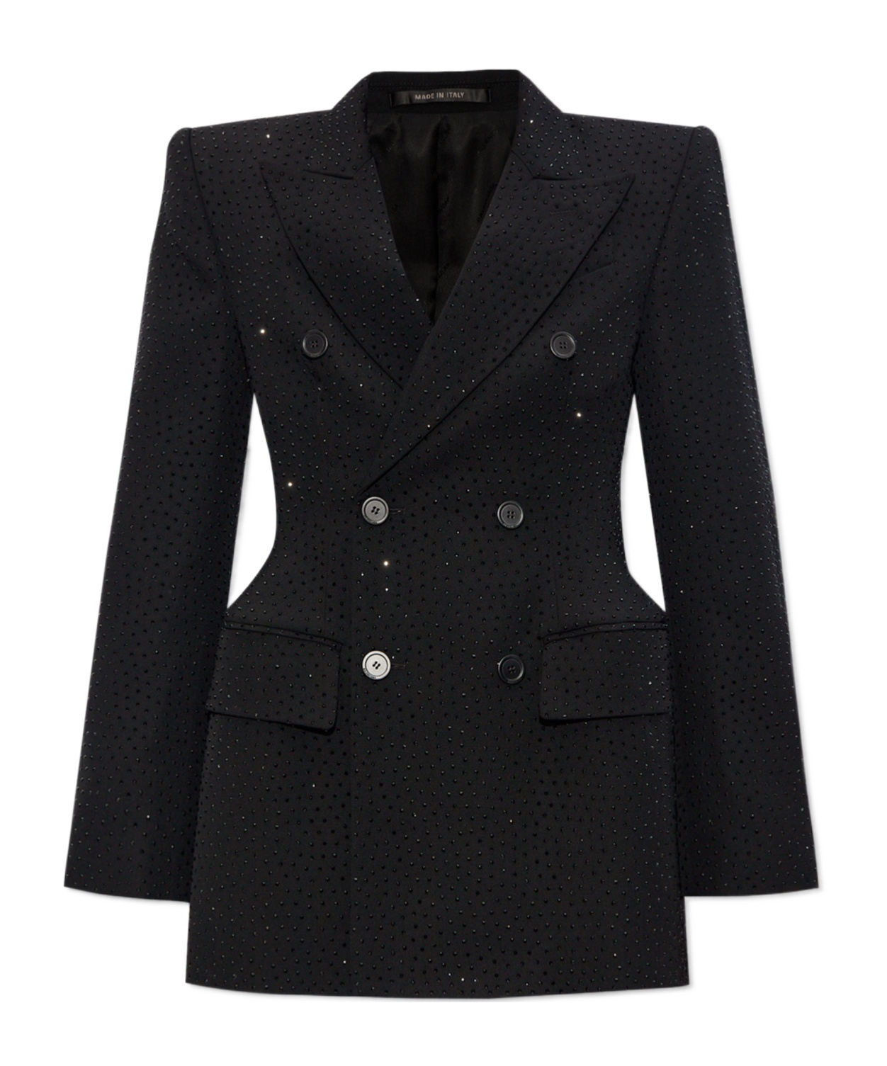 Balenciaga Double-breasted Rhinestone-embellished Blazer In Black