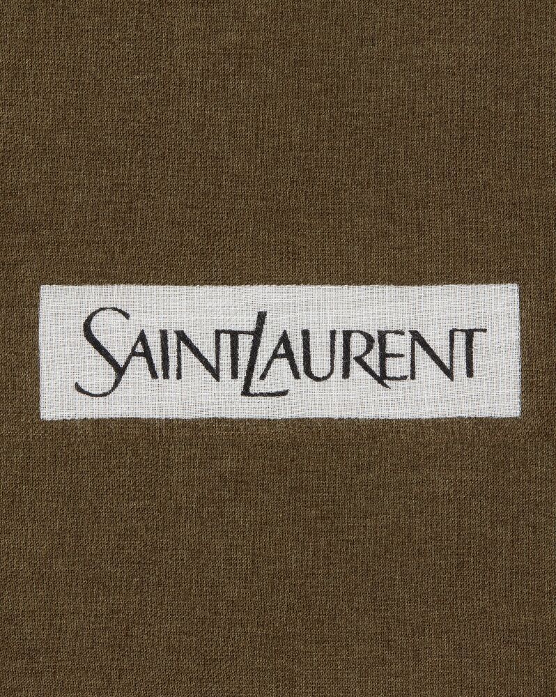 Saint Laurent Geometric-print Frayed Scarf In Black