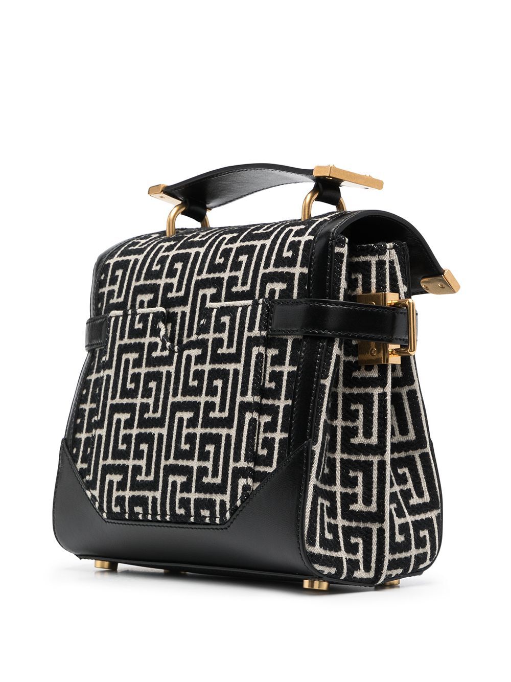 Balmain Bicolor Jacquard B-buzz 23 Bag In Black