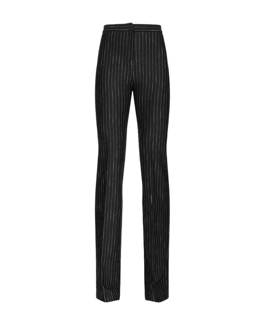 Pinko Pinstriped Flared Tailored Trousers In Black
