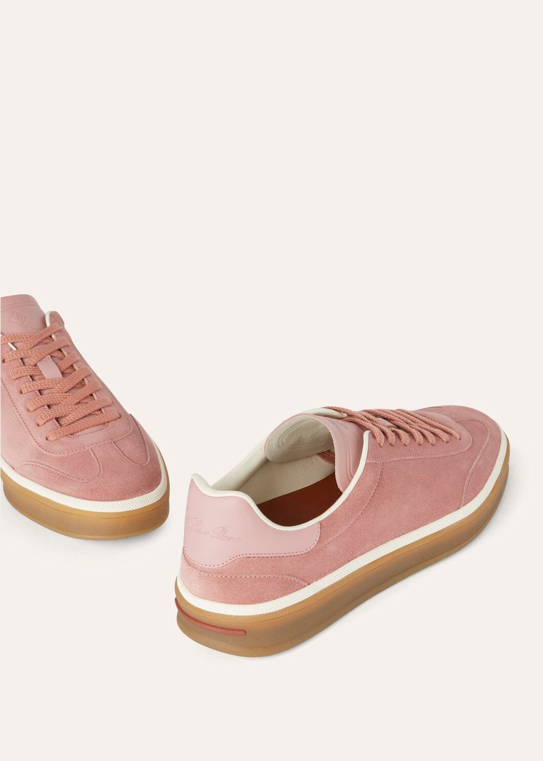 Loro Piana Mixed Leather Low-top Tennis Sneakers In Cherry Blossoms