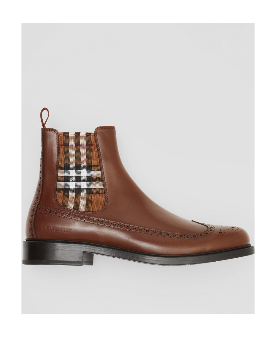 Shop Burberry Vintage Check Chelsea Boots In Brown