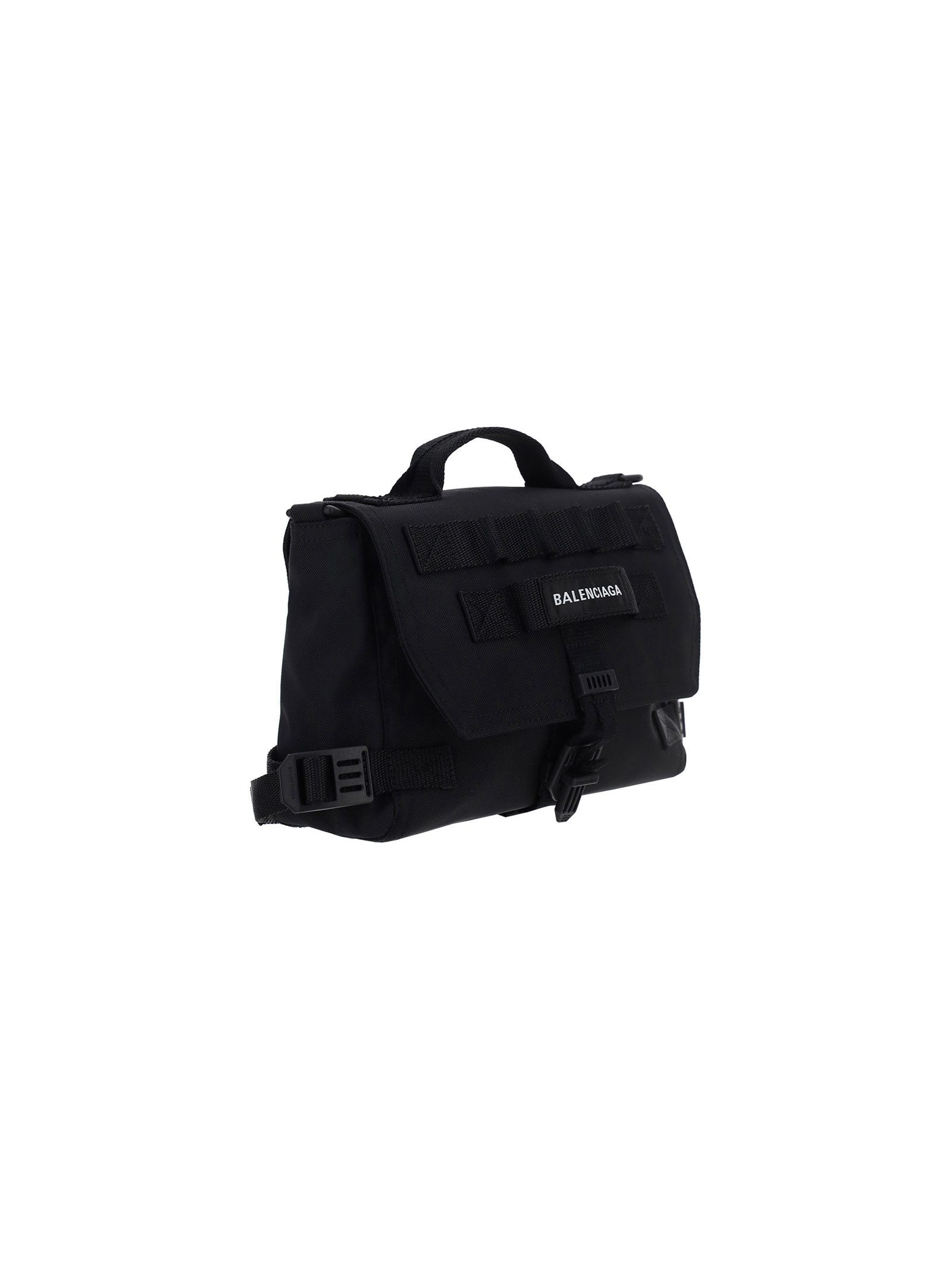 Balenciaga Army Embroidered-logo Messenger Bag In Black