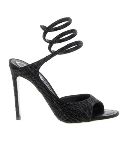 René Caovilla 105mm Crystal-embellished Spiral-wrap Sandals In Black