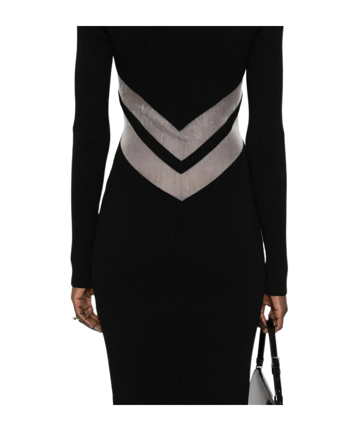 Jean Paul Gaultier Semi-sheer Panels Midi Dress In Black