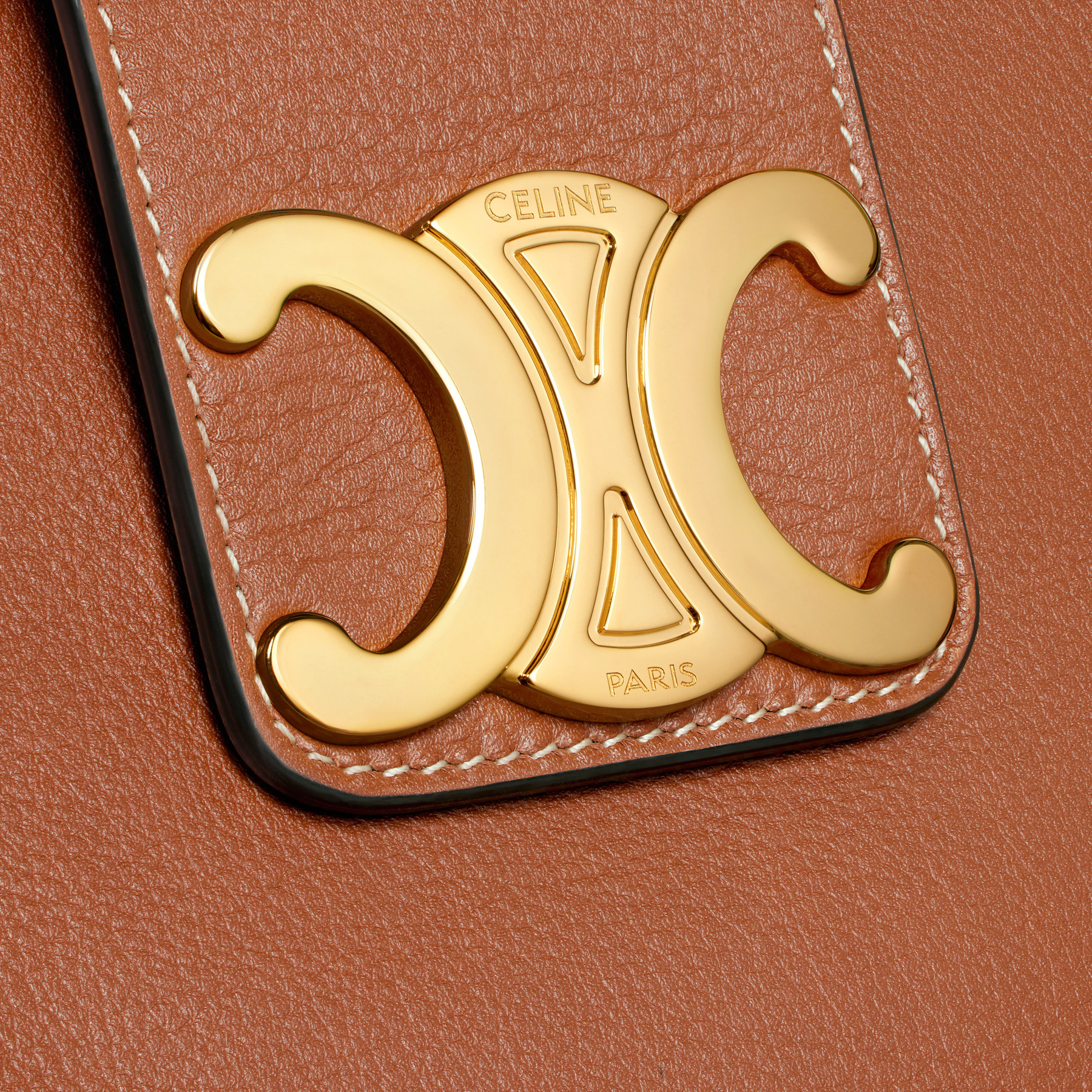 Celine Appoline Medium Logo Shoulder Bag In Brown
