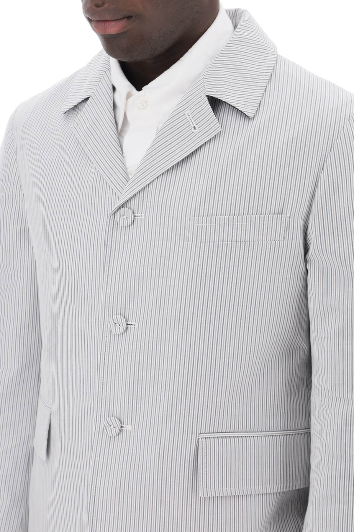 Thom Browne Striped Deconstructed Jacket In White