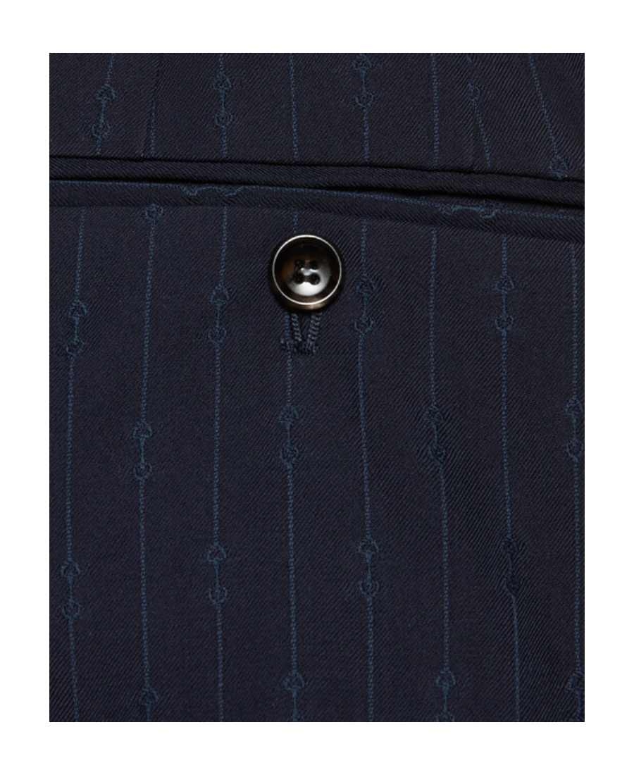 Gucci Horsebit Striped Wool Trousers In Black