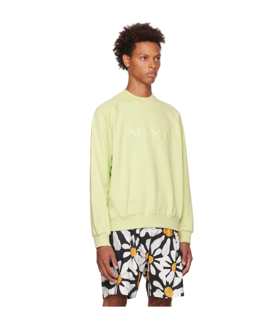 Sunnei Green Embroidered Sweatshirt In Nude
