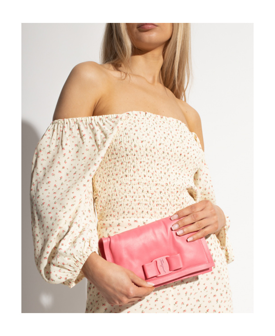 Shop Ferragamo Logo Flip Mini Shoulder Bag In Pink