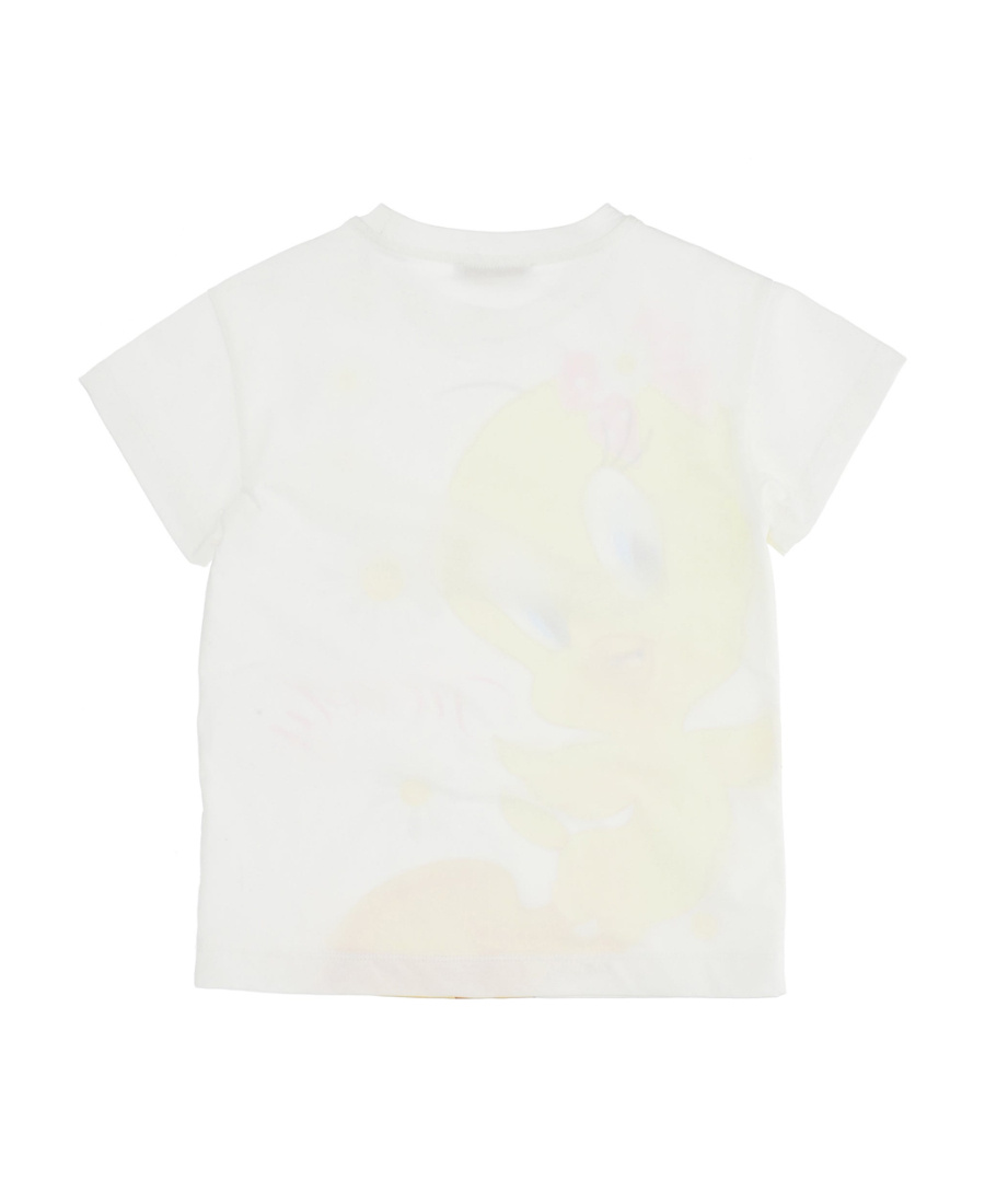 Monnalisa Short-sleeved Round Collar T-shirt In White