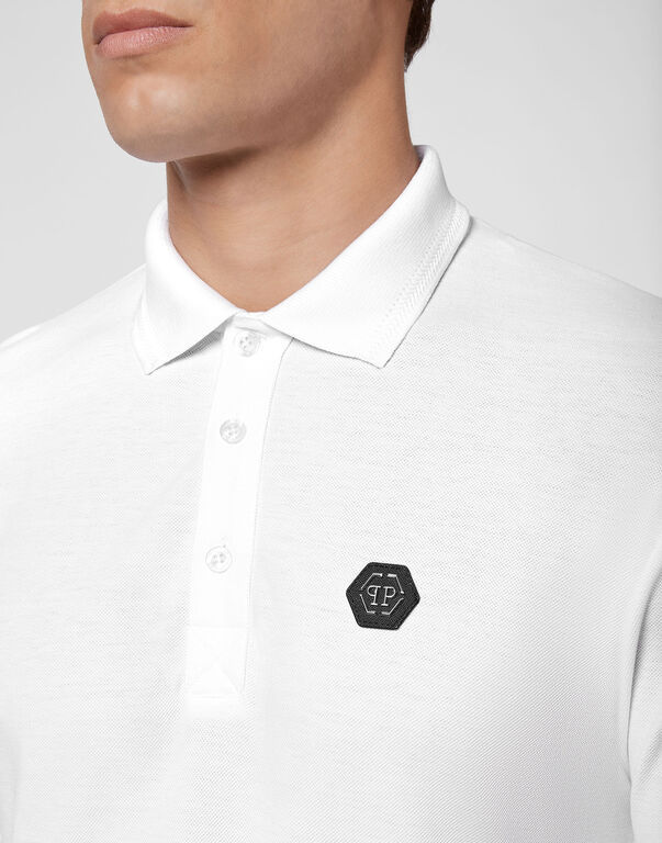 Philipp Plein Skull Pattern Short-sleeved Polo Shirt In White