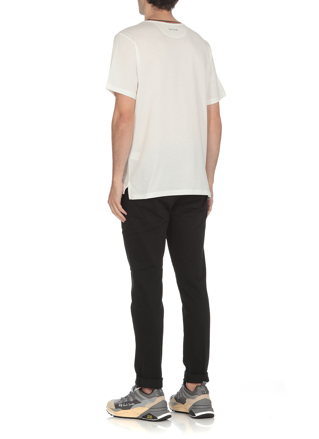Shop Paul Smith Artist Stripe Collar T-shirt In White