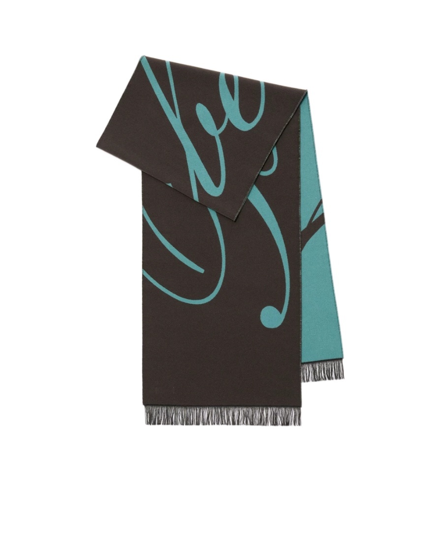 Burberry Logo Wool Silk Scarf In Black