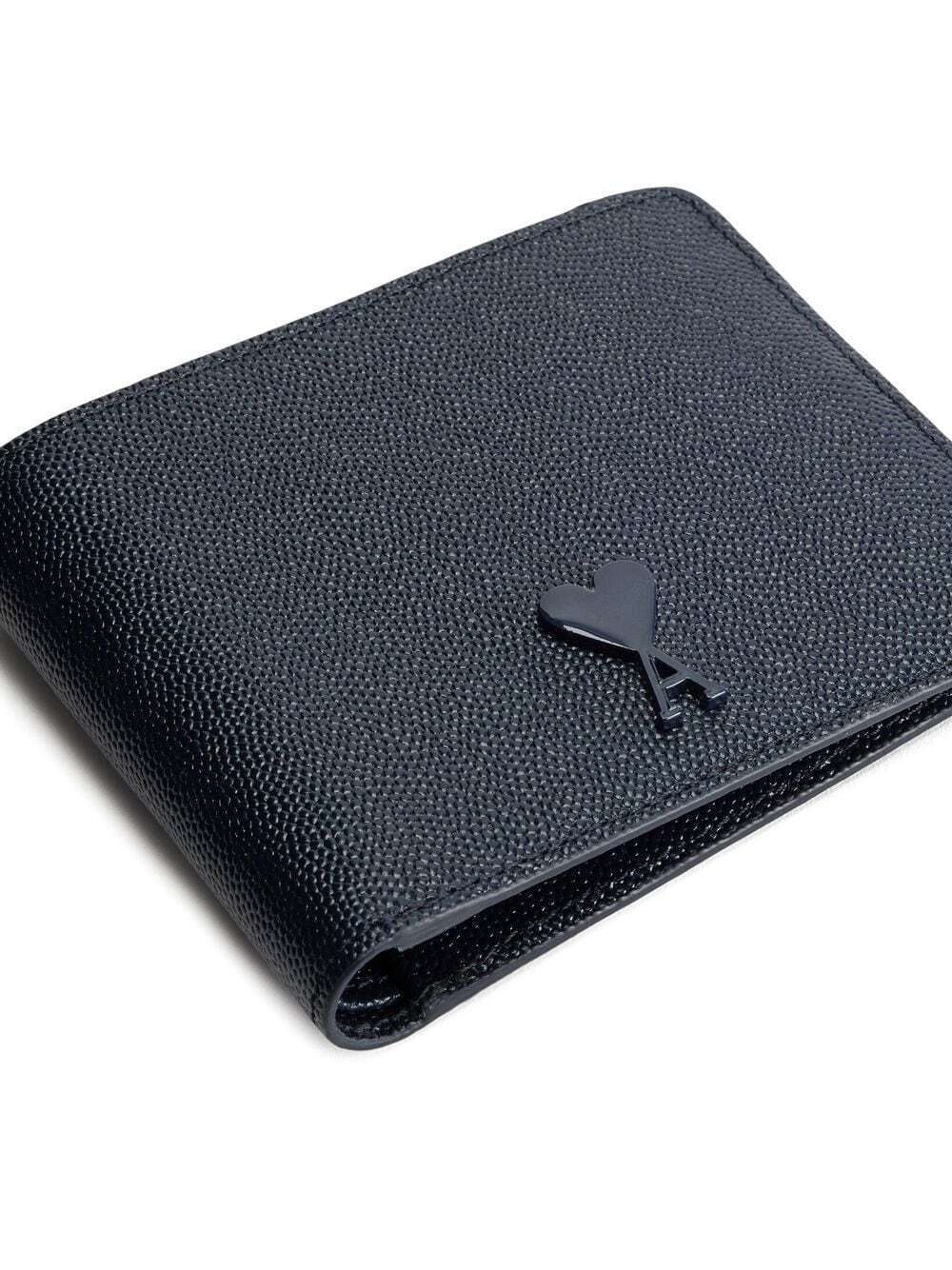 Ami Alexandre Mattiussi Logo-plaque Leather Wallet In Black
