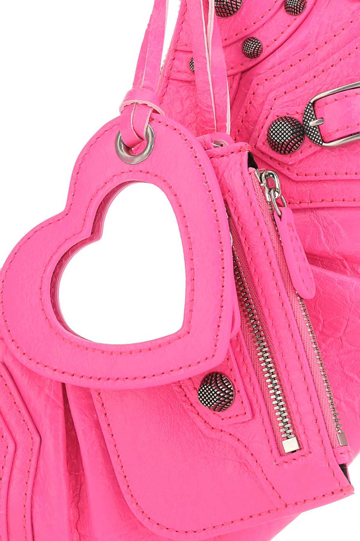 Balenciaga Small Leather Shoulder Bag With Heart-shaped Detail In Pink