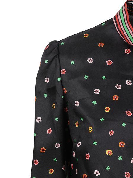 Red Valentino Flowers & Stripes Shirt In Black