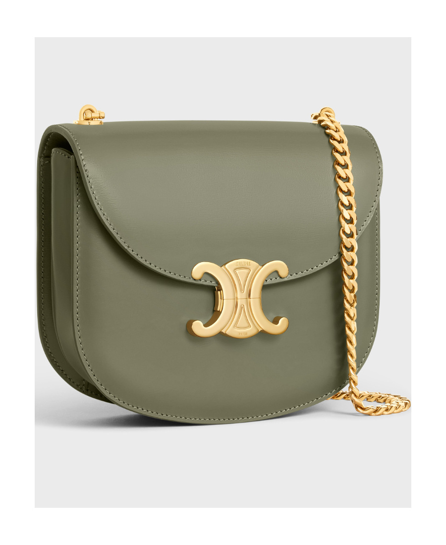 Shop Celine Besace Clea Chain Shoulder Bag In Green