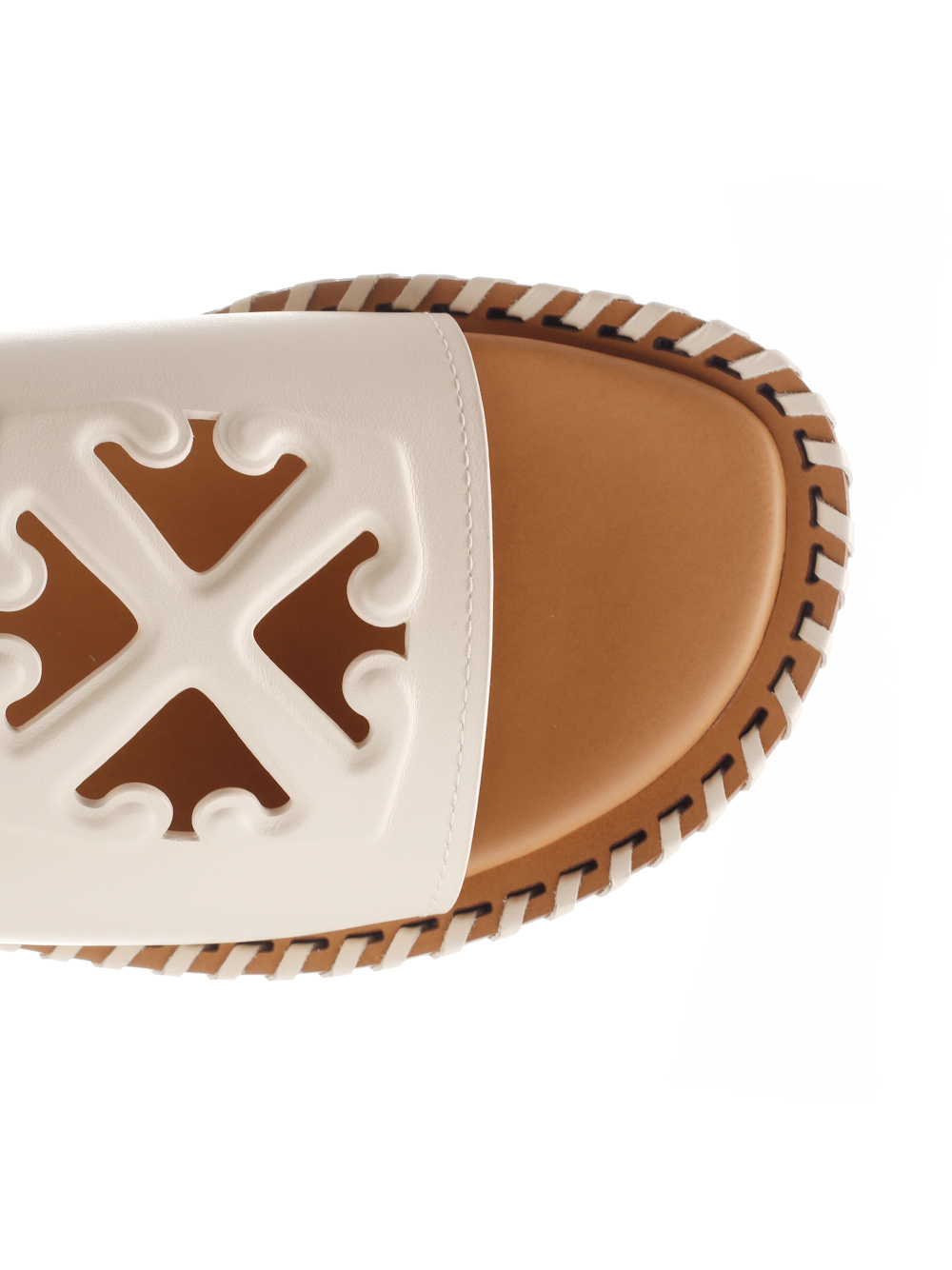 Off-white Leather Twist Slides With Cut-out Logo In Nude