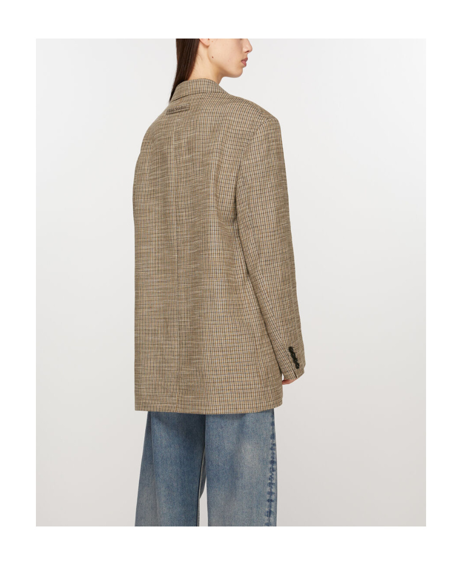 Acne Studios Checked Single-breasted Blazer In Brown