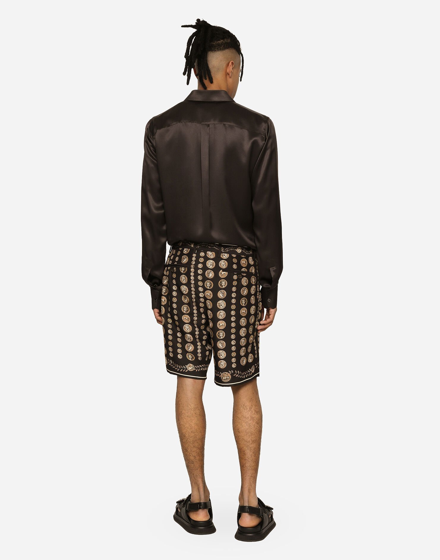 Dolce & Gabbana Motif-print Bermuda Shorts In Black