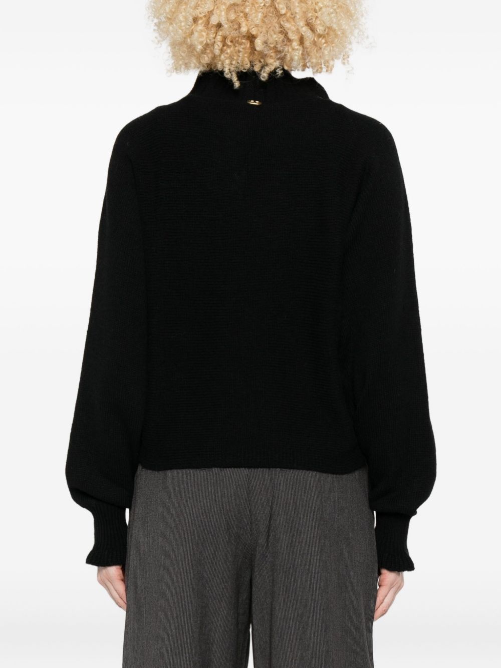 Twinset Wool Blend Sweater With High Neckline In Black