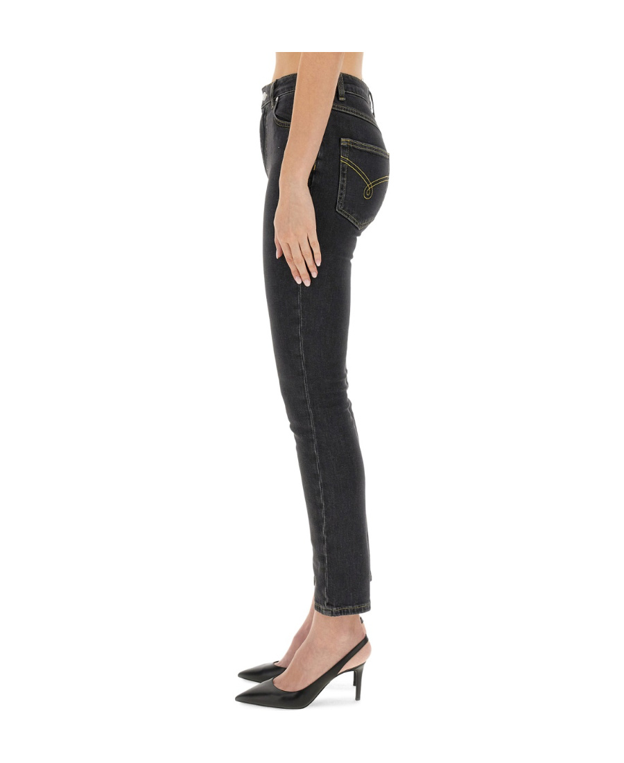 Moschino Belt Ring Denim Trousers In Green