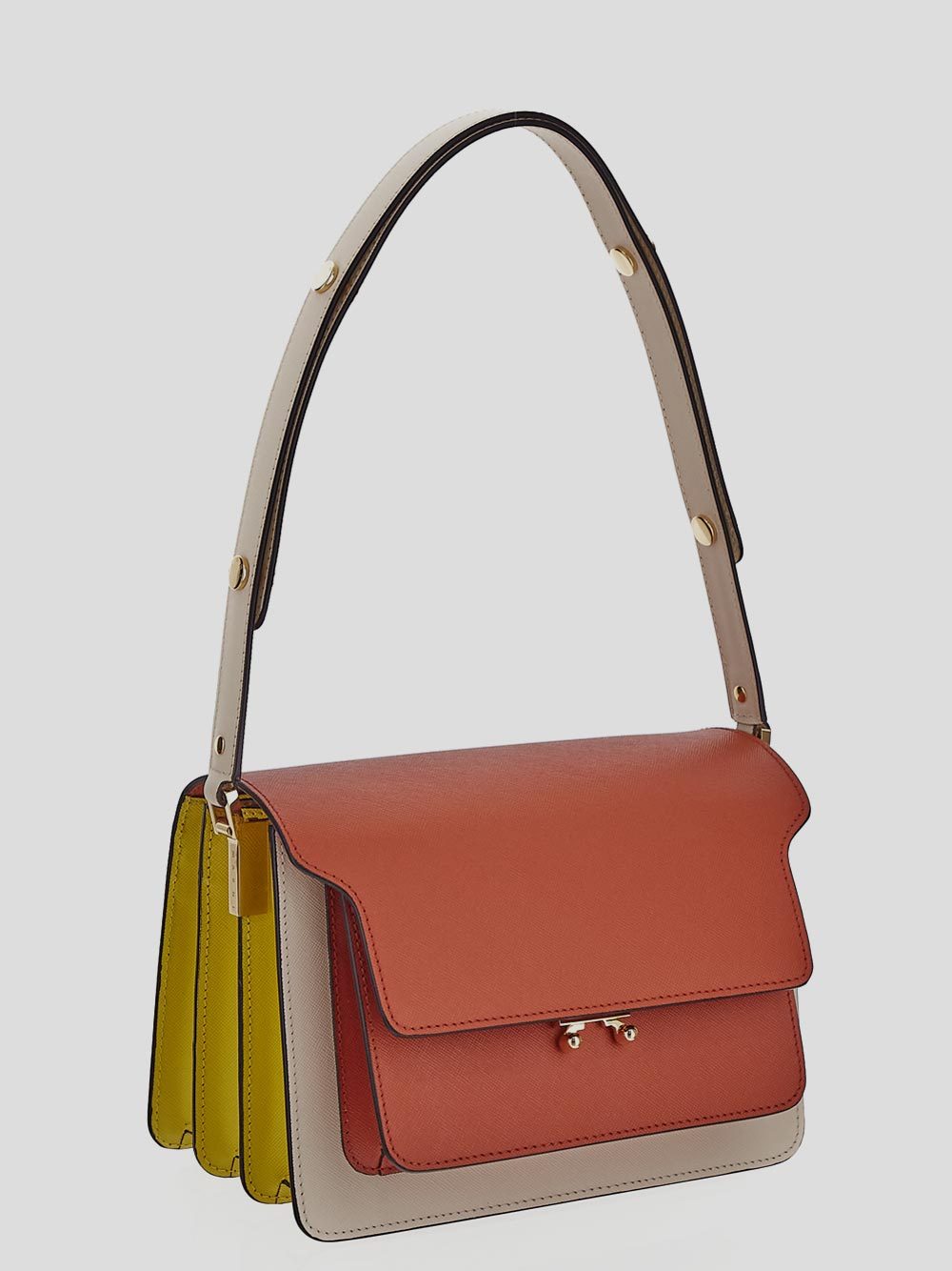 Marni Trunk E/w Leather Shoulder Bag In Brown
