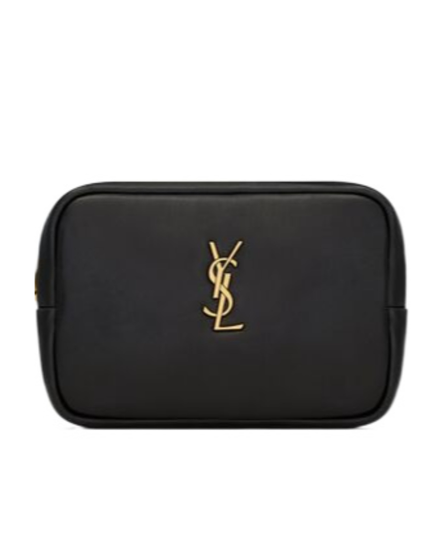 Saint Laurent Cassandre Mini Make-up Bag In Black