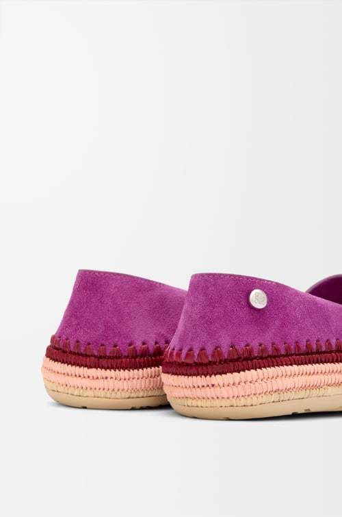 Loewe Rio Slipper In Suede And Raffia In Purple