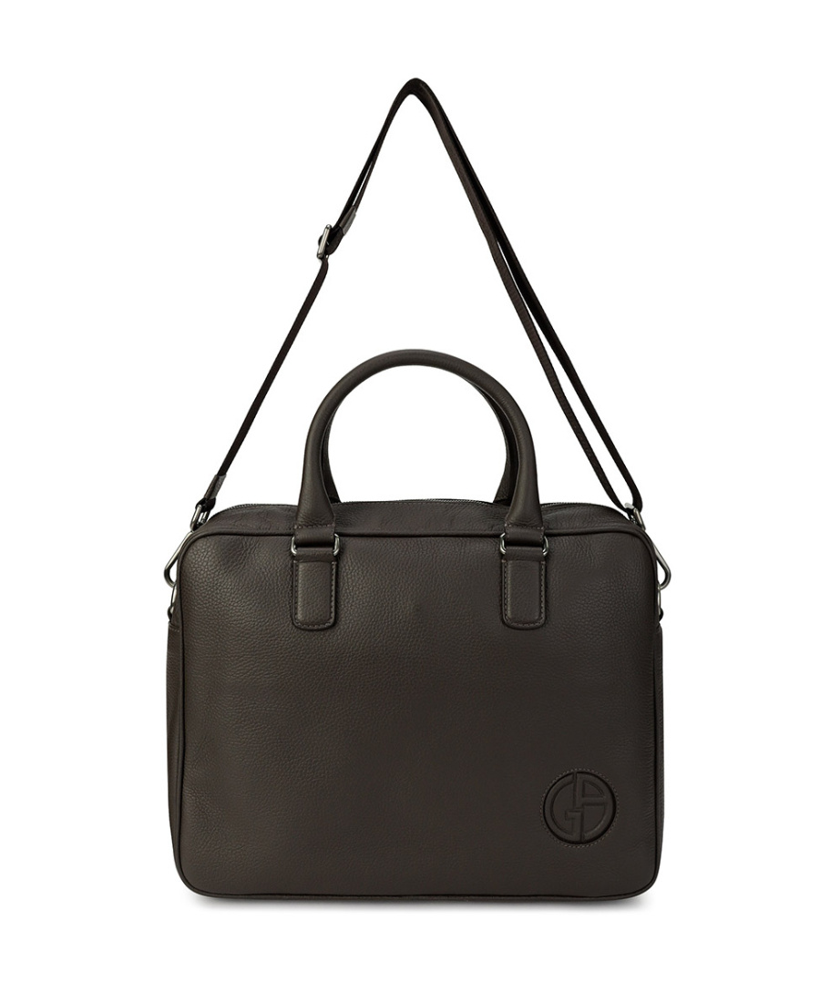 Giorgio Armani Logo Document Handbag In Black